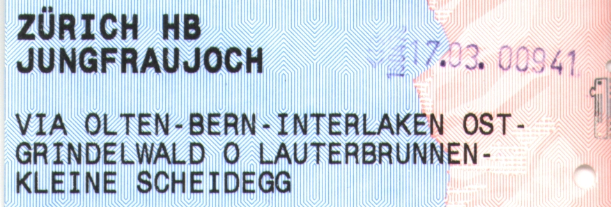 Jungfraujoch Ticket 17. mar 2007